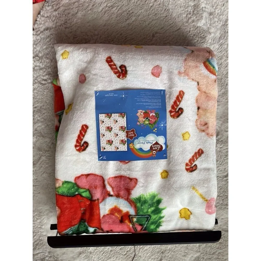 Care Bears Christmas Carols Holiday Tree Candy Cane‎ Throw Blanket 50” X 70” NEW